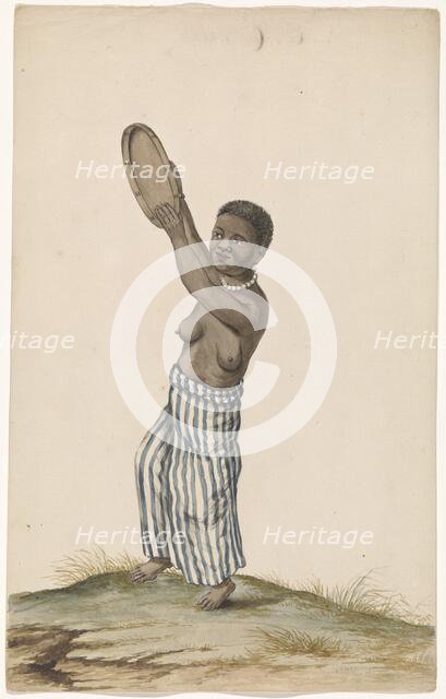 African woman with hand drum, c.1675-c.1725. Creator: Anon.