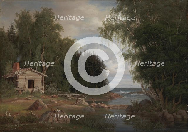 Seaside Landscape, View from Lehtisaari, 1867. Creator: Magnus von Wright.