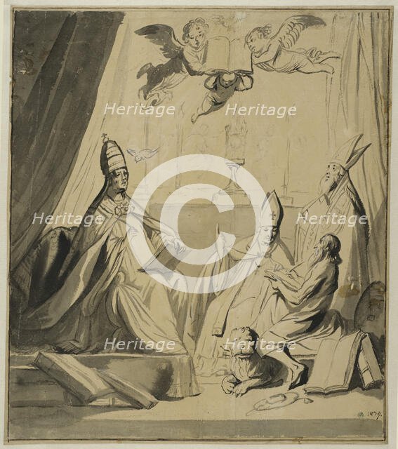 The four church fathers discuss the Lord's Supper. Creator: Pieter de Grebber.