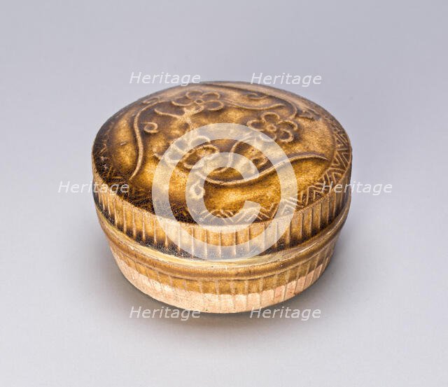 Covered Cosmetic Box with Floret Scrolls, Song (960-1279) or Yuan dynasty, c. 12th/13th century. Creator: Unknown.