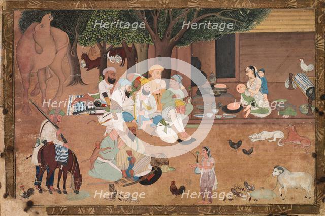 Traveling Warriors Stopping at a Farm, c. 1800. Creator: Unknown.