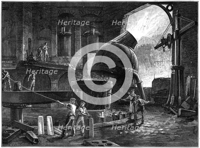 The Bessemer process for the mass-production of steel, c1880.Artist: CJB