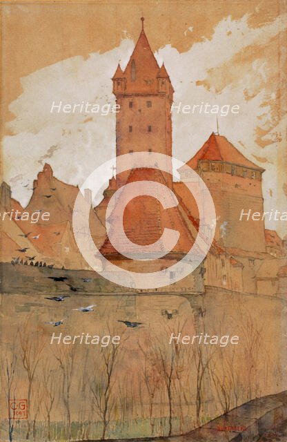 Towers from the City Wall, Nuremberg, 1897. Creator: Cass Gilbert.