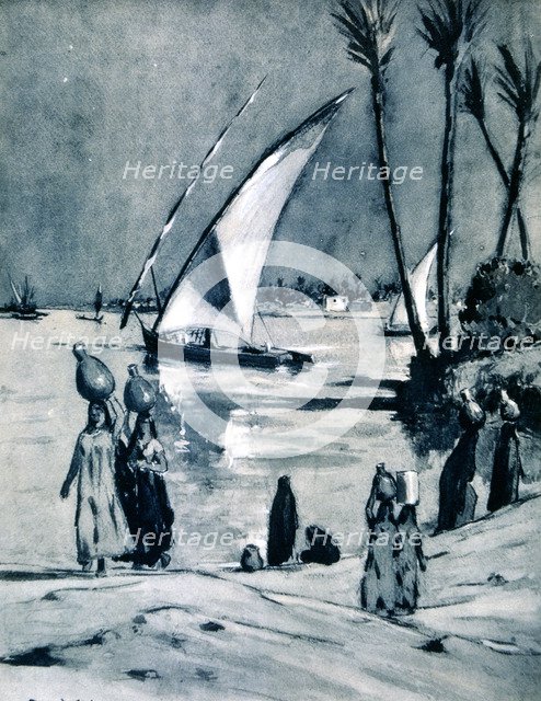 Carrying water from the Nile, Cairo, Egypt, 1928. Artist: Louis Cabanes