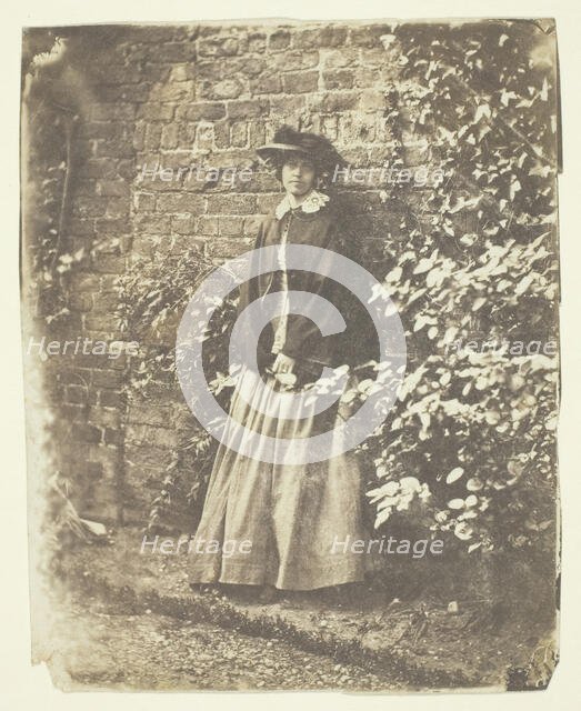 Mrs. Craik Leaning Against Wall and Bushes, 1848/60. Creators: Unknown, Benjamin Mulock.