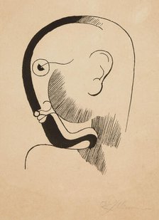 Head in profile with black contour, 1928. Creator: Schlemmer, Oskar (1888-1943).