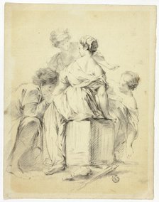 Courtship Scene with Youth and Three Maidens, n.d. Creator: Unknown.