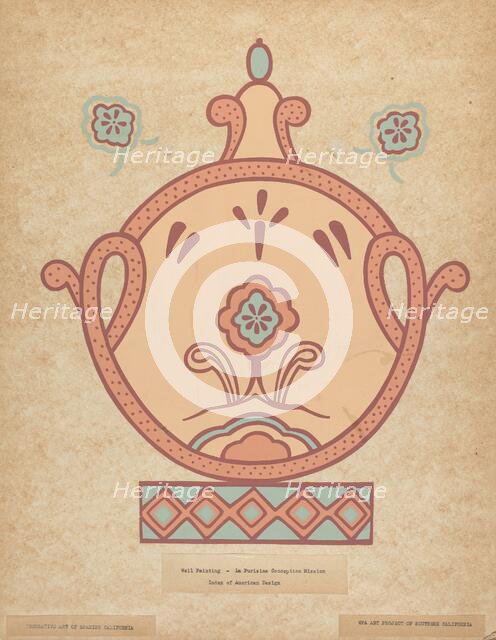 La Purisima Concepcion Mission Wall Painting from the Portfolio "Decorative Art...", 1935/1942. Creator: Unknown.