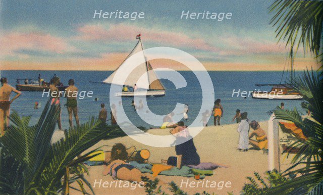 'Beach at Pradomar. 20 minutes from Barranquilla', c1940s. Artist: Unknown.