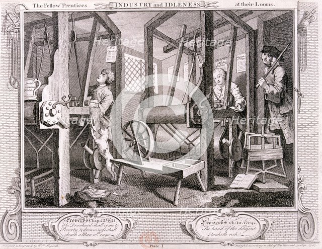 'The fellow 'prentices at their looms', plate I of Industry and Idleness, 1747. Artist: William Hogarth