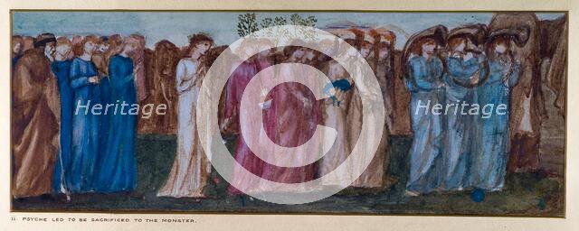 Cupid and Psyche - Study for the Palace Green Mural - The King and Mourners, 1872. Creator: Sir Edward Coley Burne-Jones.