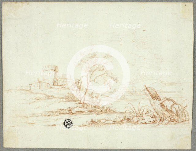 Tower and other Buildings in Landscape, n.d.