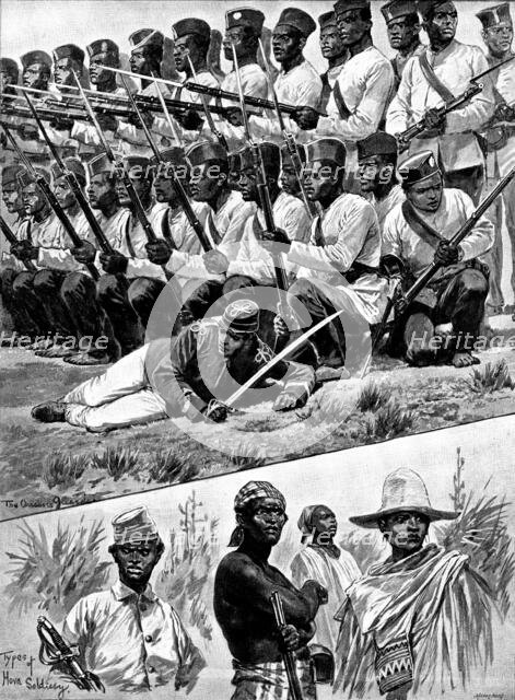 The Troubles in Madagascar: types of native soldiery, 1895. Creator: George Meisenbach.