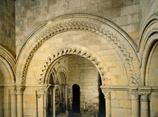 Round-headed archway with chevron ornament in the lower chapel, Dover Castle, Kent, c2000s(?). Artist: Unknown.