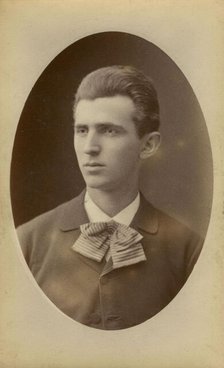 Portrait of Nikola Tesla, 1882-1884. Creator: Photo studio Henri Dupont, Paris  .
