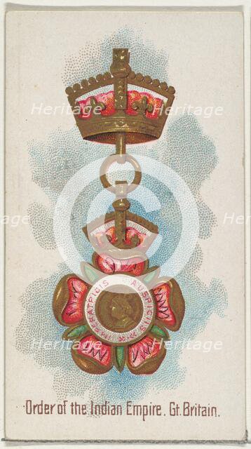 Order of the Indian Empire, Great Britain, from the World's Decorations series (N30) for A..., 1890. Creator: Allen & Ginter.