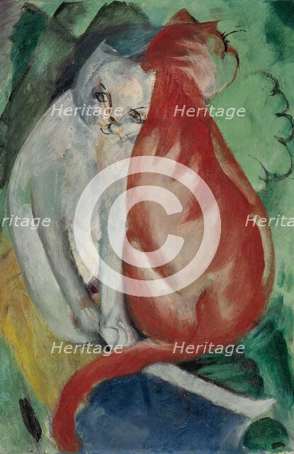 Cats, red and white, 1912. Creator: Marc, Franz (1880-1916).