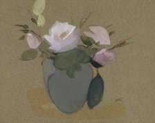 Roses in a Blue-Green Vase, 1942. Creator: Helene Schjerfbeck.