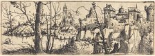 Landscape with Castle at Right, Surrounded by Rocks, 1546. Creator: Augustin Hirschvogel.