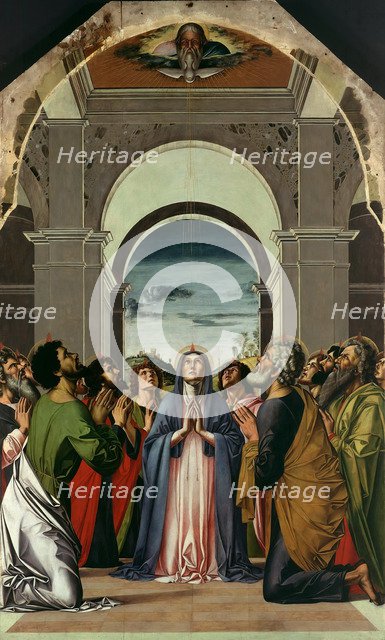 The Descent of the Holy Spirit. Central Panel of Polyptich of the Pentecost, ca 1475. Artist: Vivarini, Alvise (ca. 1446-ca. 1505)