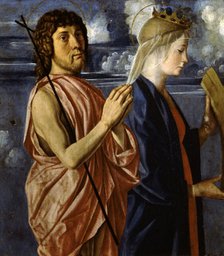 Saint John the Baptist and Saint Catherine of Alexandria (From the Cornalba Polyptych), c. 1496. Creator: Caselli, Cristoforo (ca 1460-1521).