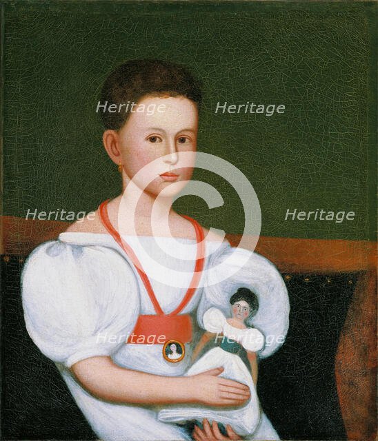 Child in White with Doll, c1835. Creator: Zedekiah Belknap.