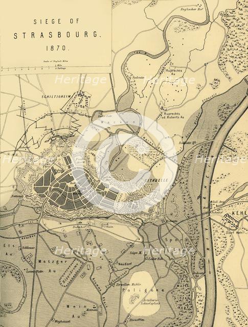Map of the Siege of Strasbourg, 1870, (c1872). Creator: R. Walker.
