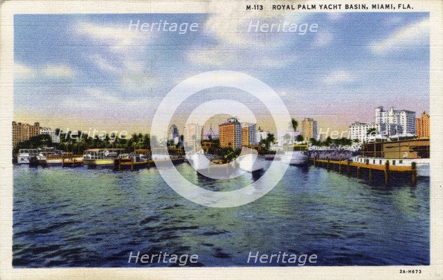 Royal Palm Yacht Basin, Miami, Florida, USA, 1933. Artist: Unknown