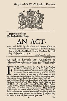 Regni Annae Reginae decimo. The 1711 act of the Massachusetts legislature to reverse the..., 1711. Creator: Historic Object.