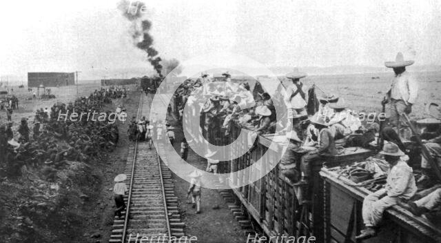 'Etats-Unis et Mexique; pres du camp americain de San-Antonio: troupes americaines..., 1916. Creator: Unknown.