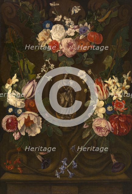 Madonna surrounded by a Garland of Flowers, 1667. Creator: Jan Philips van Thielen.