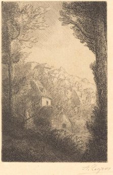 Farm on a Hillside in Sunlight (La ferme du coteau; Effet de soleil sur le coteau). Creator: Alphonse Legros.