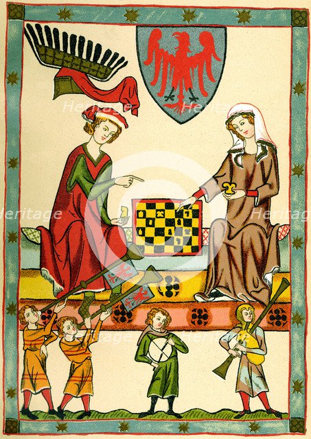 Margrave Otto IV of Brandenburg Playing Chess (From the Codex Manesse), c1300.
