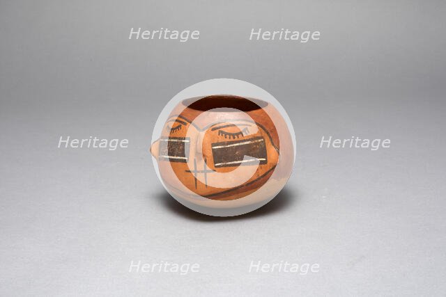 Bowl in the Form of a Trophy Head with Bound Lips and Shut Eyes, 180 B.C./A.D. 500. Creator: Unknown.