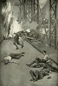 'Blowing Up A Bridge Across the Aisne at Soissons', (1919).  Creator: Unknown.