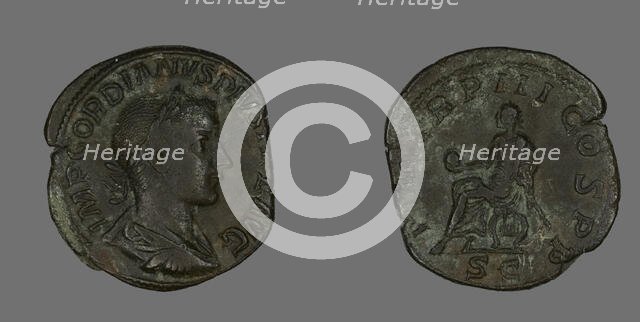 Sestertius (Coin) Portraying Emperor Gordianus, 238-244. Creator: Unknown.