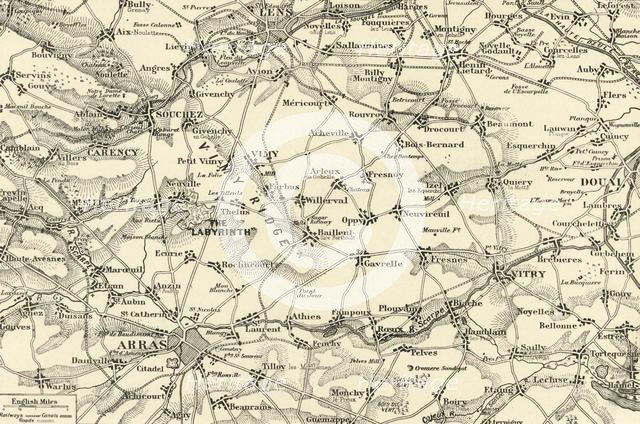 'Detailed Map of the Arras Fighting Area', 1917. Creator: Unknown.