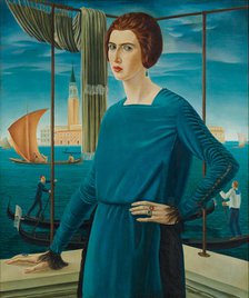 The Artist's Wife with Venice in the Background, 1921. Creator: Oppi, Ubaldo (1889-1942).