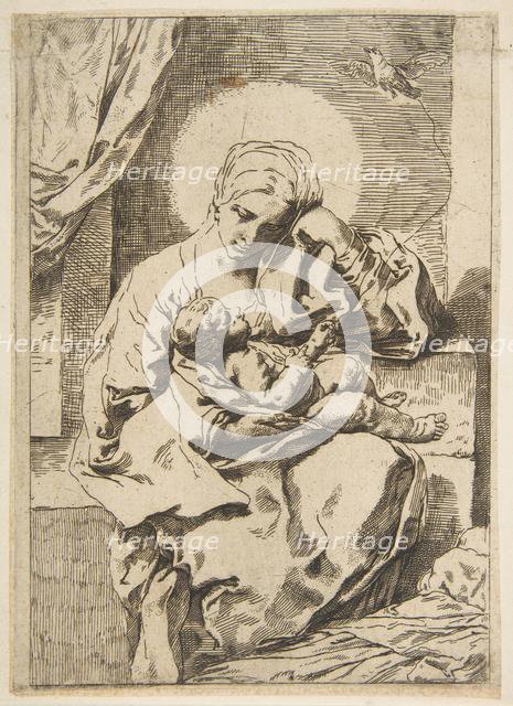 Madonna and Child with a bird, copy in reverse after Cantarini, ca. 1635-1636 or after. Creator: Unknown.