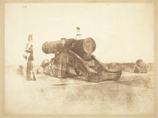 The cannon 'Mons Meg' at Edinburgh Castle, and a private in the 2nd battalion of Royal Scots..., 184 Creators: David Octavius Hill, Robert Adamson, Hill & Adamson.