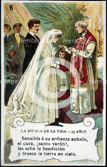 Picture card 'The scale of life'. Number 6, 1902, for the company 'Chocolates Amatller'. Creator: Mestres, Apeles. (1854-1936).