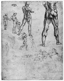 Nude studies for 'The Battle of Anghiari', c1503-1505 (1954). Artist: Leonardo da Vinci