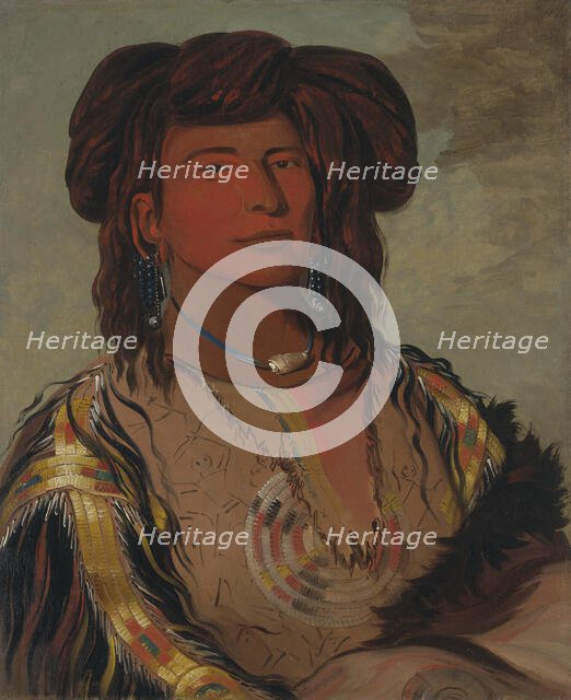 Ha-wón-je-tah, One Horn, Head Chief of the Miniconjou Tribe, 1832. Creator: George Catlin.