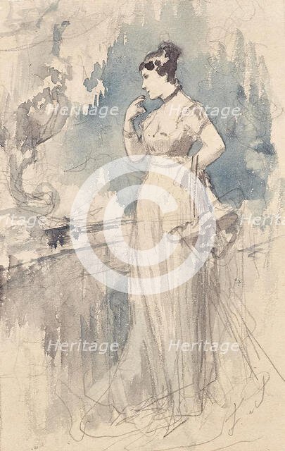 Lady in long dress, c1900. Creator: Franz von Persoglia.