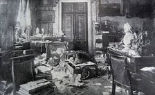 The demolished study of Tsar Nicholas II at the Winter Palace, 1917.