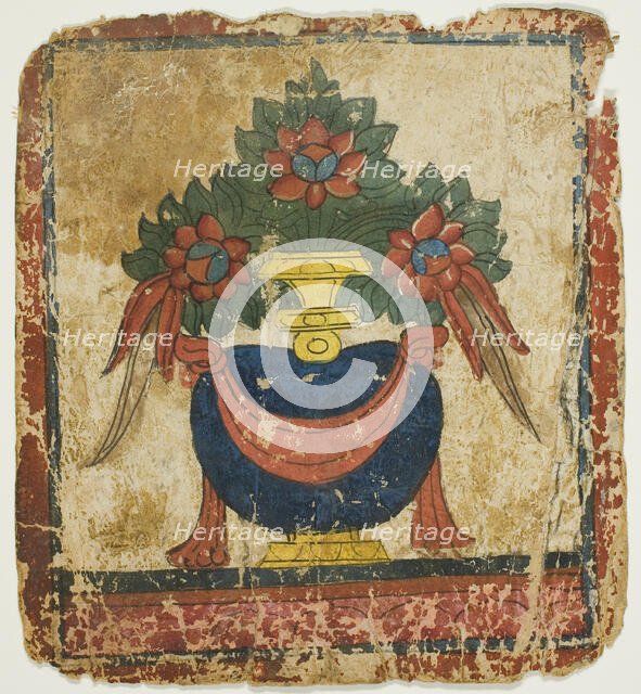 The Treasure Vase (Bumpa), from a Set of Initiation Cards (Tsakali), 14th/15th century. Creator: Unknown.