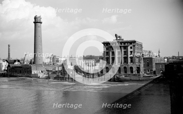 The Lion Brewery and the shot works adjoining Waterloo Bridge, London, c1945-c1965. Artist: SW Rawlings