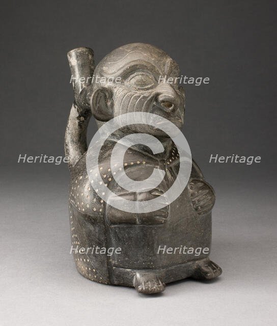 Portrait Vessel of Seated Figure with Wrinkled Face, 100 B.C./A.D. 500. Creator: Unknown.