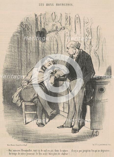 Oui, Mossieu Fremouillet, tout va de mal en pis ..., 19th century. Creator: Honore Daumier.