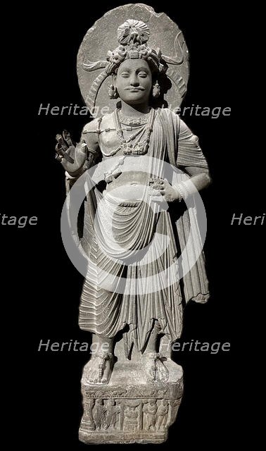 Standing Bodhisattva, Shahbaz-Garhi, Pakistan, 1st-3rd century. Creator: Buddhist art ().